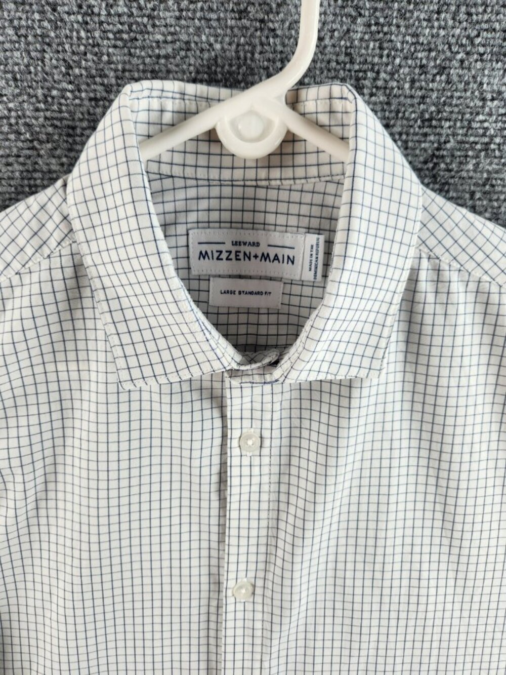 Mizzen + Main Leeward Shirt Men Blue Check Stretch Large Standard Fit Adult